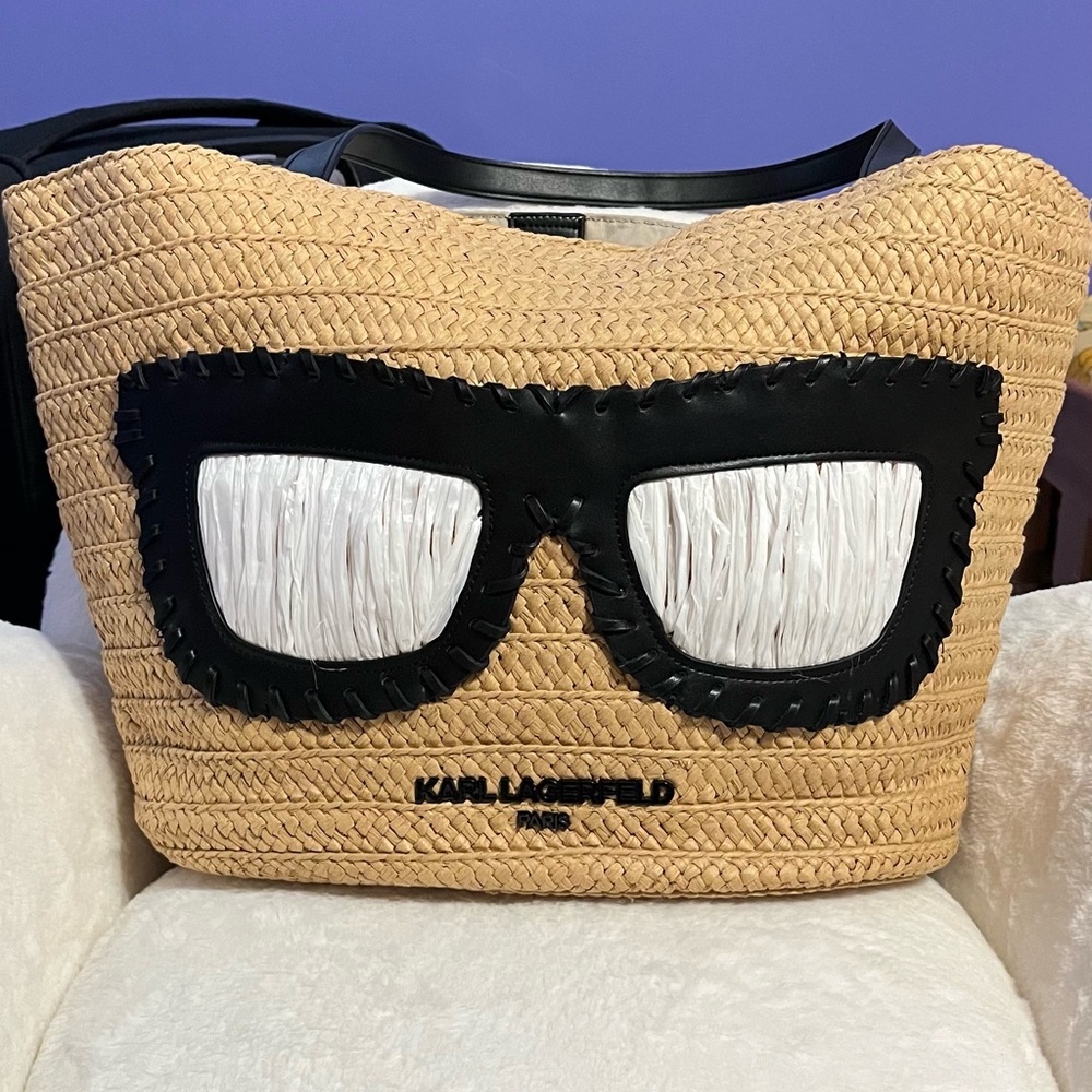 Karl Lagerfeld raffia tote
